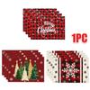 1PC Rectangular Festive Christmas Placemats Modern Home Use Table Mats Holiday Red Kitchen Printed Party Linen Dining 3 Styles