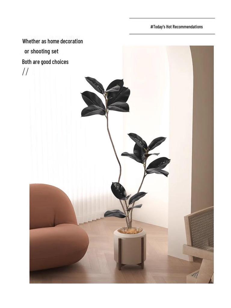 Роскошное искусственное дерево Фикус Эластика Черное Золото: Комнатное украшение и напольное украшение