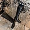 Krazing Pot Genuine Leather Spring Winter Shoes Thick Med Heels Riding Boots Retro Fashion Women Thigh High Boots