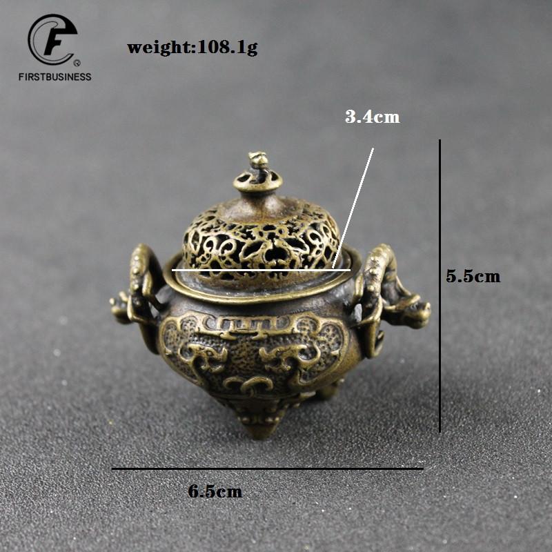 Vintage Design Tibetan Style Mini Copper Retro Bronze Incense Burner Censer Metal Craft Home Decor Buddhist Living Room Supplies
