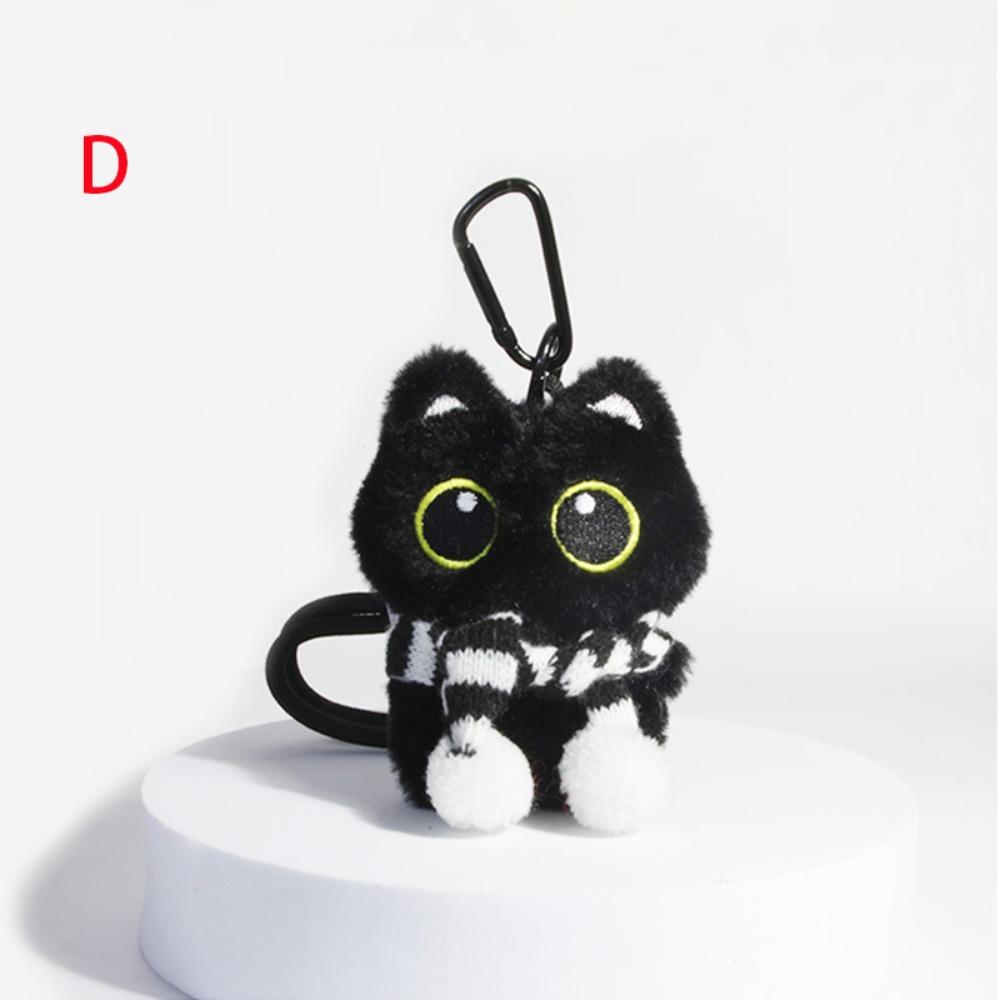 Плюшевая игрушка Черный кот брелок мультяшный котенок декор для сумки-рюкзака подвески аксессуары для ключей автомобиля