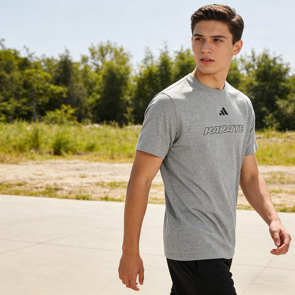 adidas Серия Каратэ Удобная Дышащая Повседневная Универсальная Спортивная Тренировка Фитнес Футболка с коротким рукавом Унисекс Топы CLTS26K1-GYB