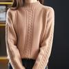 Свитер с высоким воротом, женский, однотонный, повседневный, с длинным рукавом, зимний, ленивый, с жареными вставками из теста, пуловер