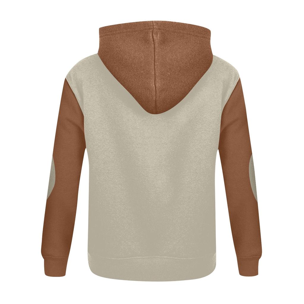 Мужской осенне-зимний свитер контрастного цвета с длинными рукавами и капюшоном, свободный пуловер с капюшоном