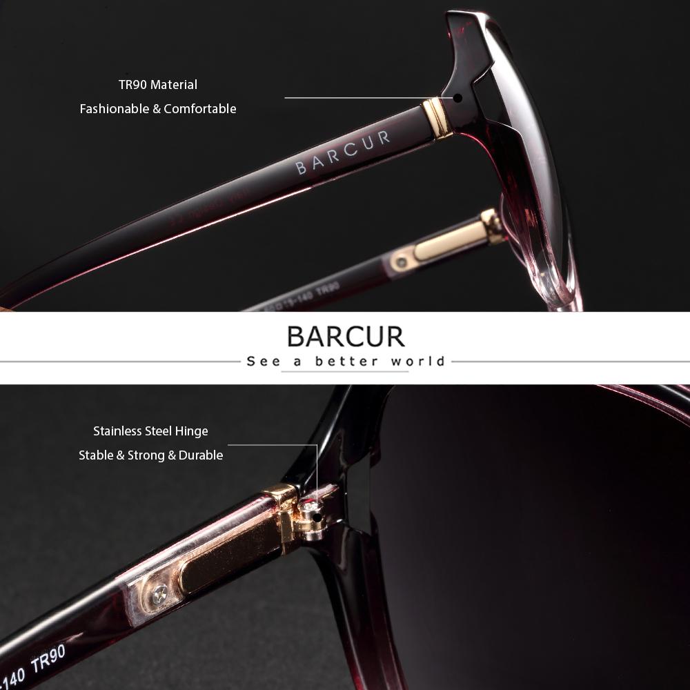Солнцезащитные очки BARCUR, женские поляризационные солнцезащитные очки большого размера, женские очки с градиентом, защита от ультрафиолета UV400, Oculos