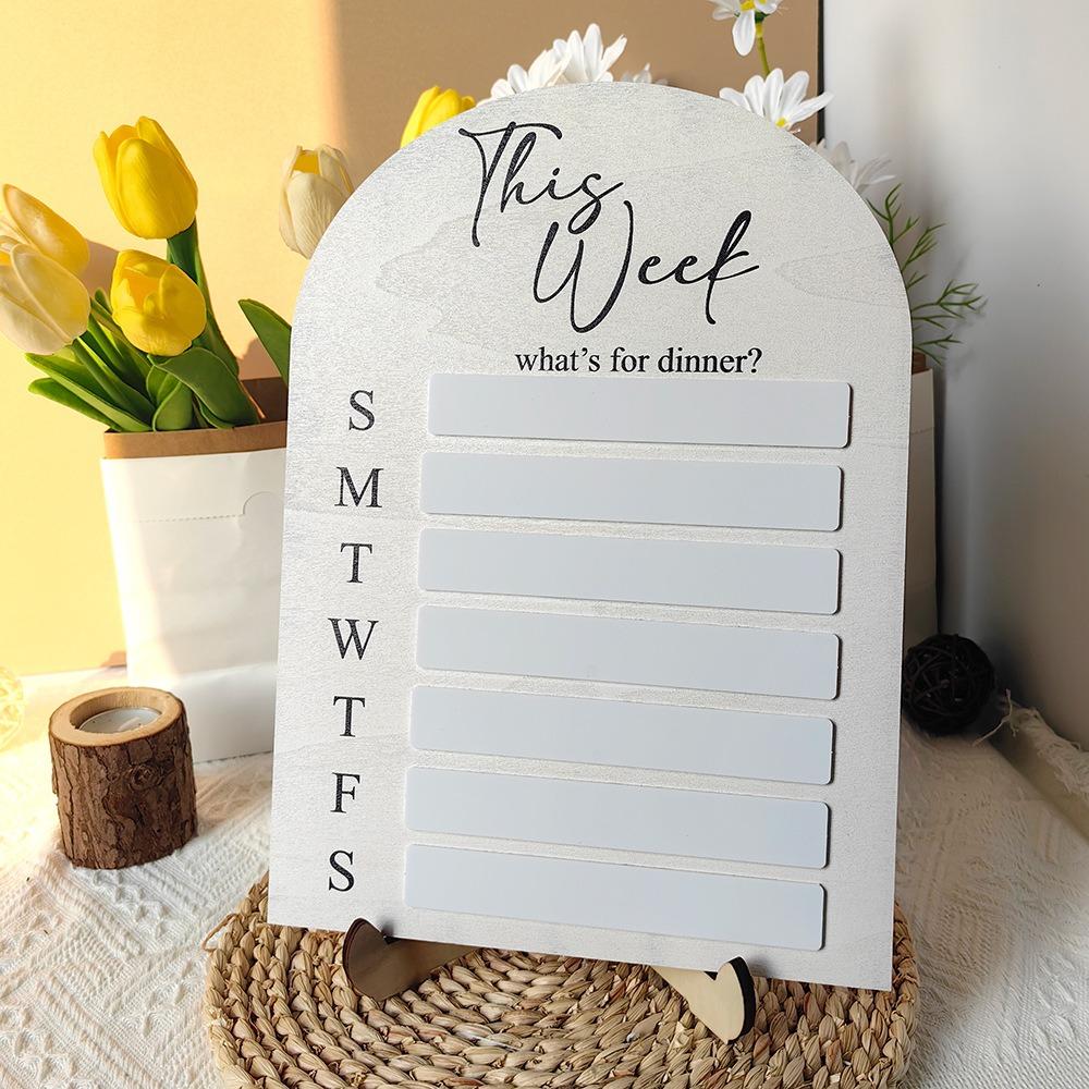 Kitchen Message Board Magnetic Fridge Meal Planner Wood with Pen Weekly Food Menu Board Meal Prep Board Dinning Tale