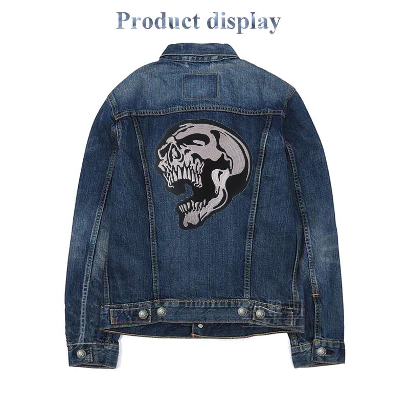 18x20cm Dark Style Embroidered Patch - for Jacket Back Vest Motorcycle Biker Iron on Clothes Decoration Applique