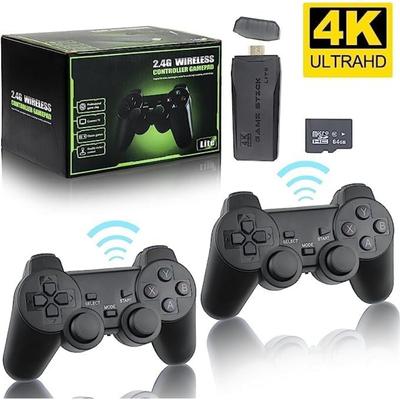 Беспроводная игровая консоль M8 Retro Stick 64Gb, 4K, HDMI, более 10000 встроенных игр, 9 классических эмуляторов, с двумя беспроводными контроллерами 2.4G