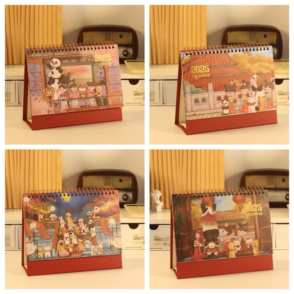 Настольный календарь 2025 года в древнем стиле, Ежемесячный настольный календарь, Товары для дома и офиса