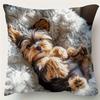 Cute Yorkie Puppy Printed Pillowcase for Comfy Decor Sofa Cushion Cover, Home Room Dormitory Decoration, 2D Printing