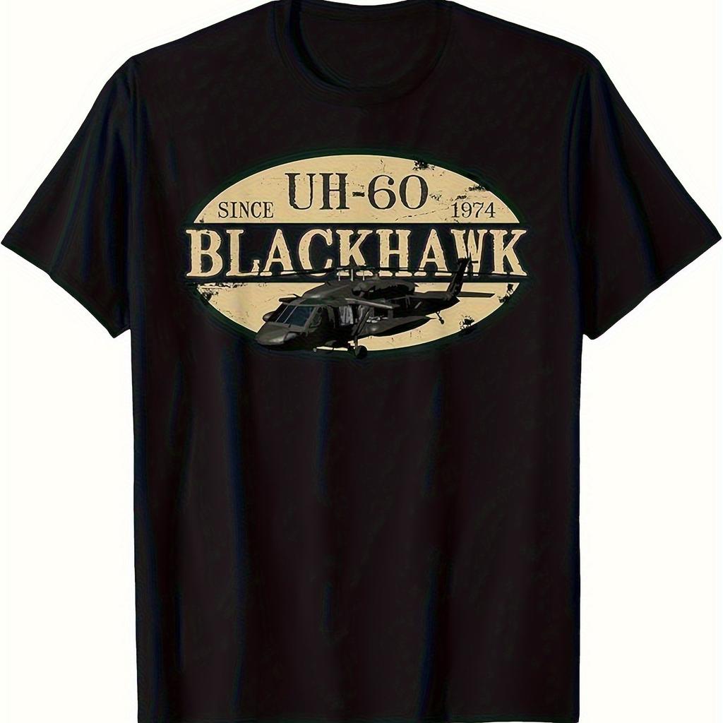 Unisexs Vintage Uh60 Black Hawk Helicopter Graphic TShirt Made Of 100 Featuring Retro Design Short Sleeve Unisexs TShirts