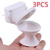 3PCS Vintage Dollhouse Furniture Bathroom Modeling White Toilet Doll House Miniature Baby Pretend Toys Dolls Accessories