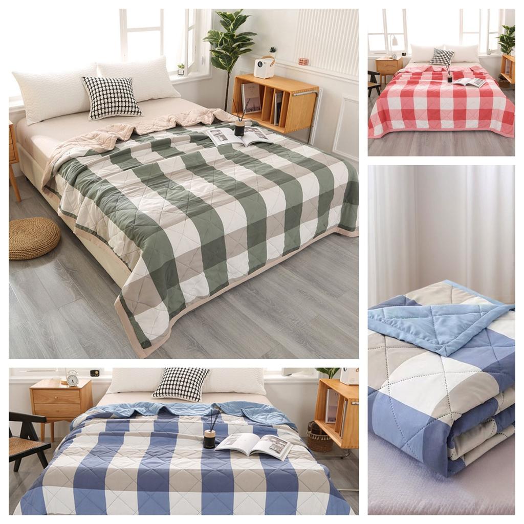 Одеяло из стиранного хлопка, тонкое одеяло-покрывало для односпальной, двуспальной, королевской и кинг-сайз кровати, клетчатое летнее