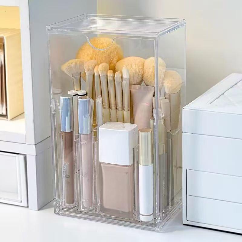 1PC Dresser Lipstick Rack, Large-capacity Makeup Brush Storage Cylinder, Dust-proof Desktop Cosmetic Storage Box.