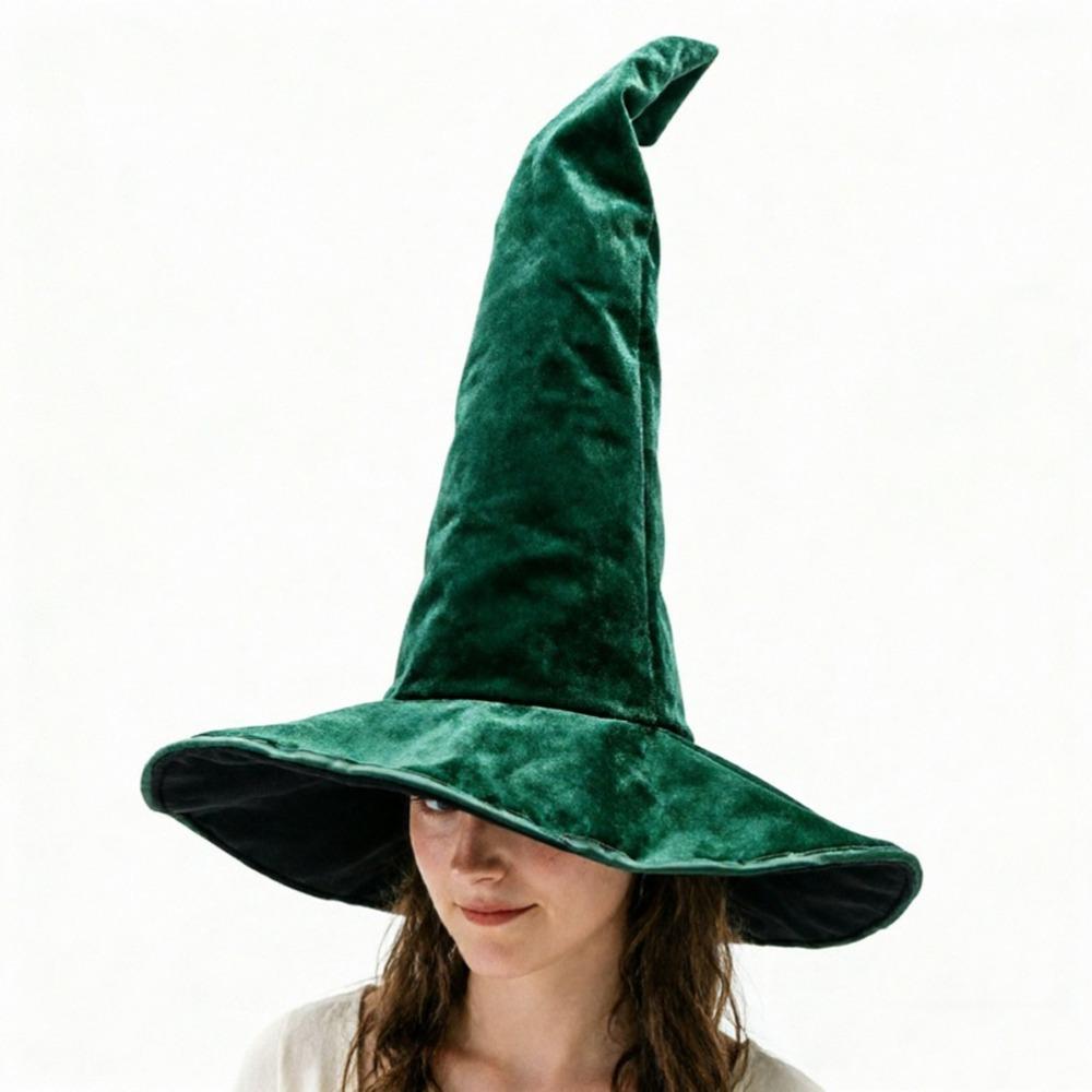 Velvet Halloween Witch Hat Large Witch Costume Hat Comfortable Plush Wizard Hat Role-Playing