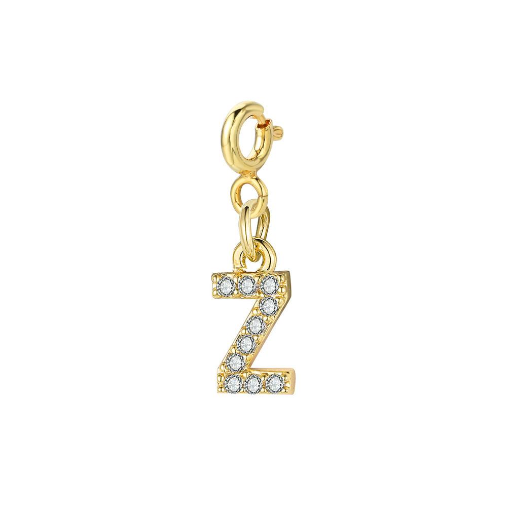 Trendy Gold Color Micro-inserts Zircon Alphabet Charm DIY Making Letter Pendant Necklace Bracelet Accessories Fashion Jewelry