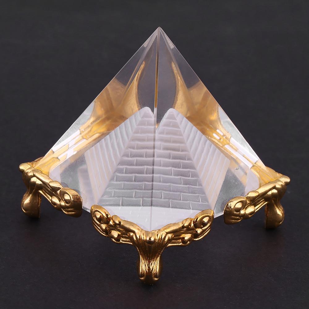 Glass Crystal Pyramid Paperweight Egyptian Meditation Crystal Pyramid Spiritual Decor