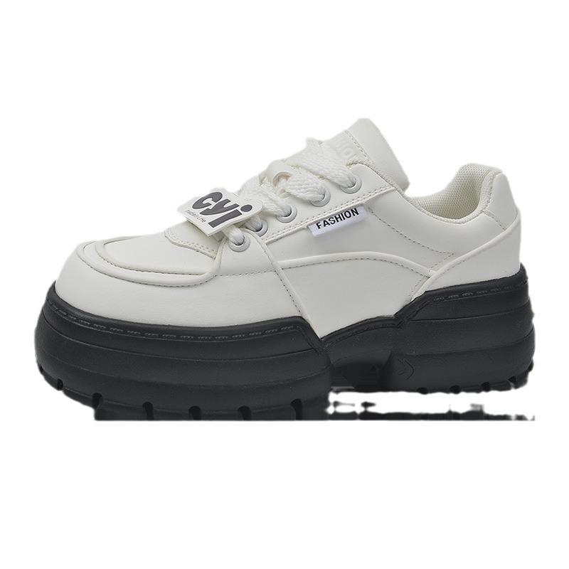 Muffin Platform Bread Shoes Women's Shoes Versatile New Small Feet Small Shoes Black and White Panda Shoes