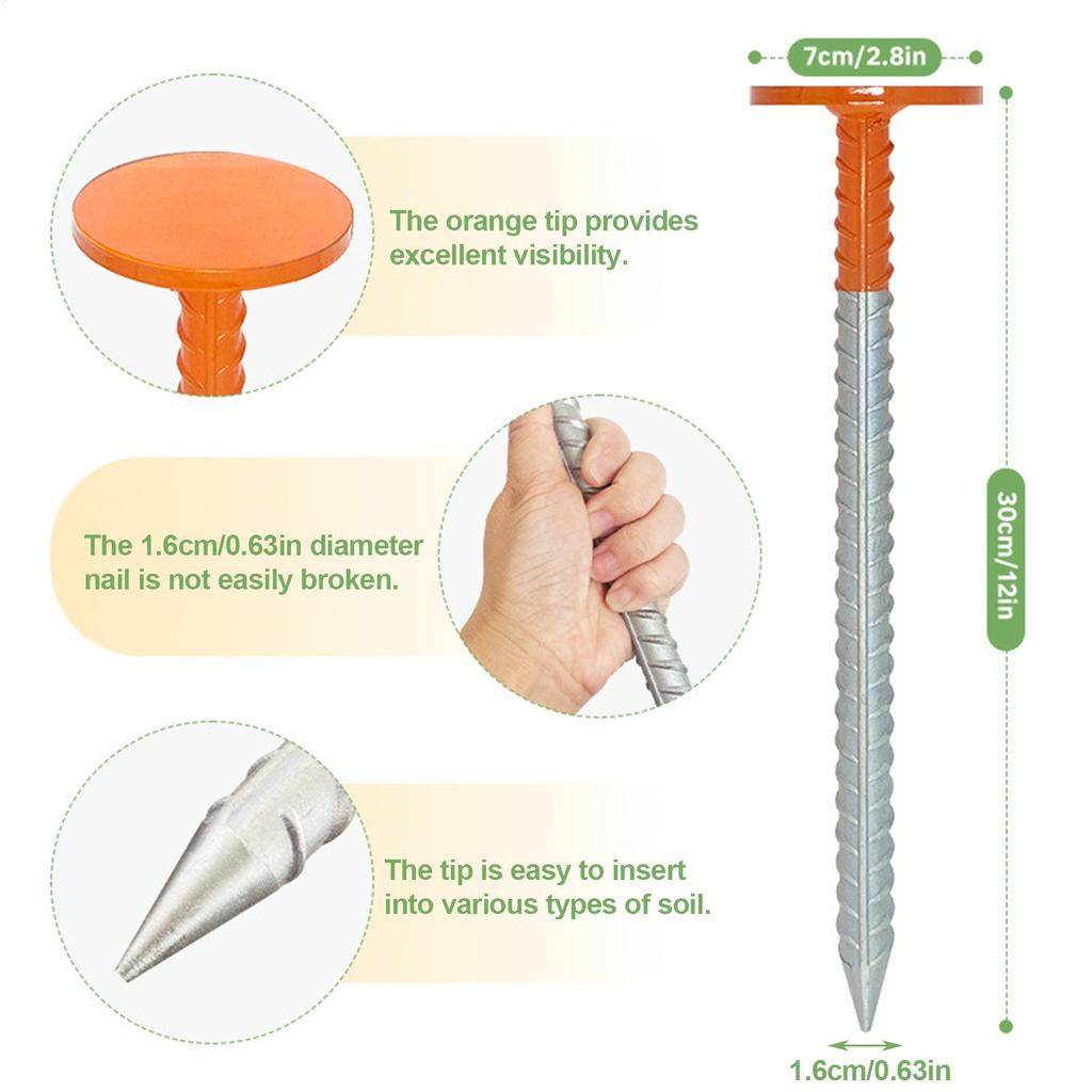 Property Markers 2-Piece Heavy Duty 12inch Bright Orange Color Driveway Markers For Garden Trail Yard Driveway Boundary Paving