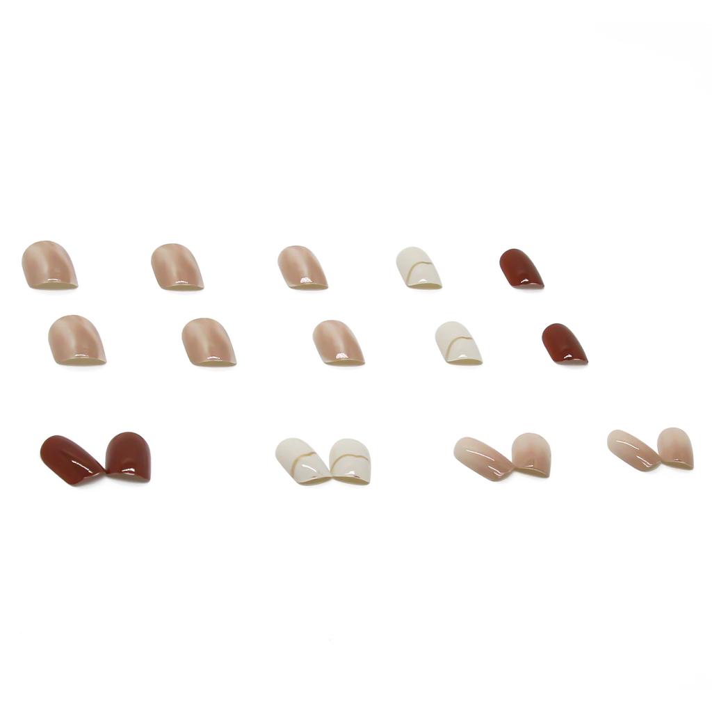 24 Pcs Wearing Nail Removable Nude Smudged Nail Sticker Fake Nail Finished Multi-color Gentle Manicure Short Nail Piece Nail