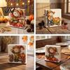 Thanksgiving Dinner Table Accessories Fall Scarecrow Wooden Napkin Holder, Harvest Pumpkin Decorative Stand for Kitchen Dispenser, Farmhouse Tabletop