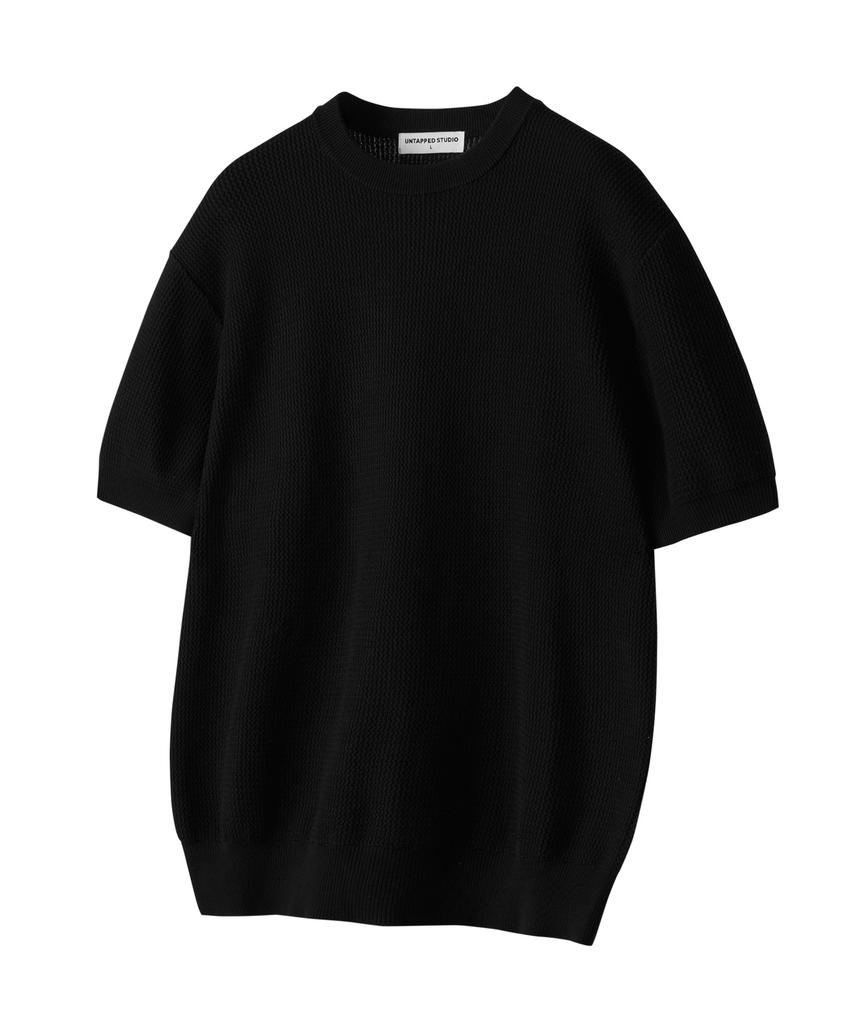 UNTAPPED STUDIO [2Pack] Cool-Like Linen Crochet Round Short Sleeve Knit 5 Colors (Type A)