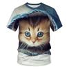Летняя Мода Милый Рисунок Кота Питомца 3D Печать Повседневная Мужская Футболка с Круглым Вырезом и Коротким Рукавом Свободная Уличная Харадзюку Большого Размера Топ