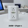Multiple USB Ports Wall Mounted Power Socket US Plug Six Outlet Power Splitter for US Office Use