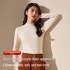 Women's Wool-Silk Acrylic Heat-Generating Fleece-Lined Mid-Neck Slim Fit Warm Top for Autumn/Winter