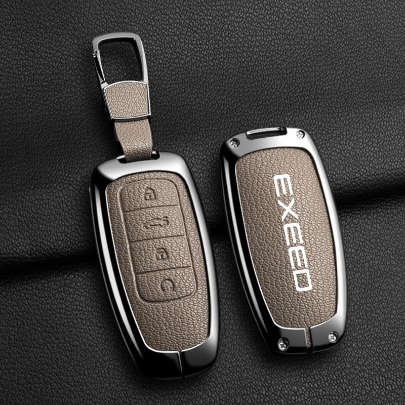 Чехол для ключей из цинкового сплава и кожи для автомобиля Chery EXEED RX Suv 2023-настоящее время, держатель, оболочка, протектор для пульта, аксессуары для брелка