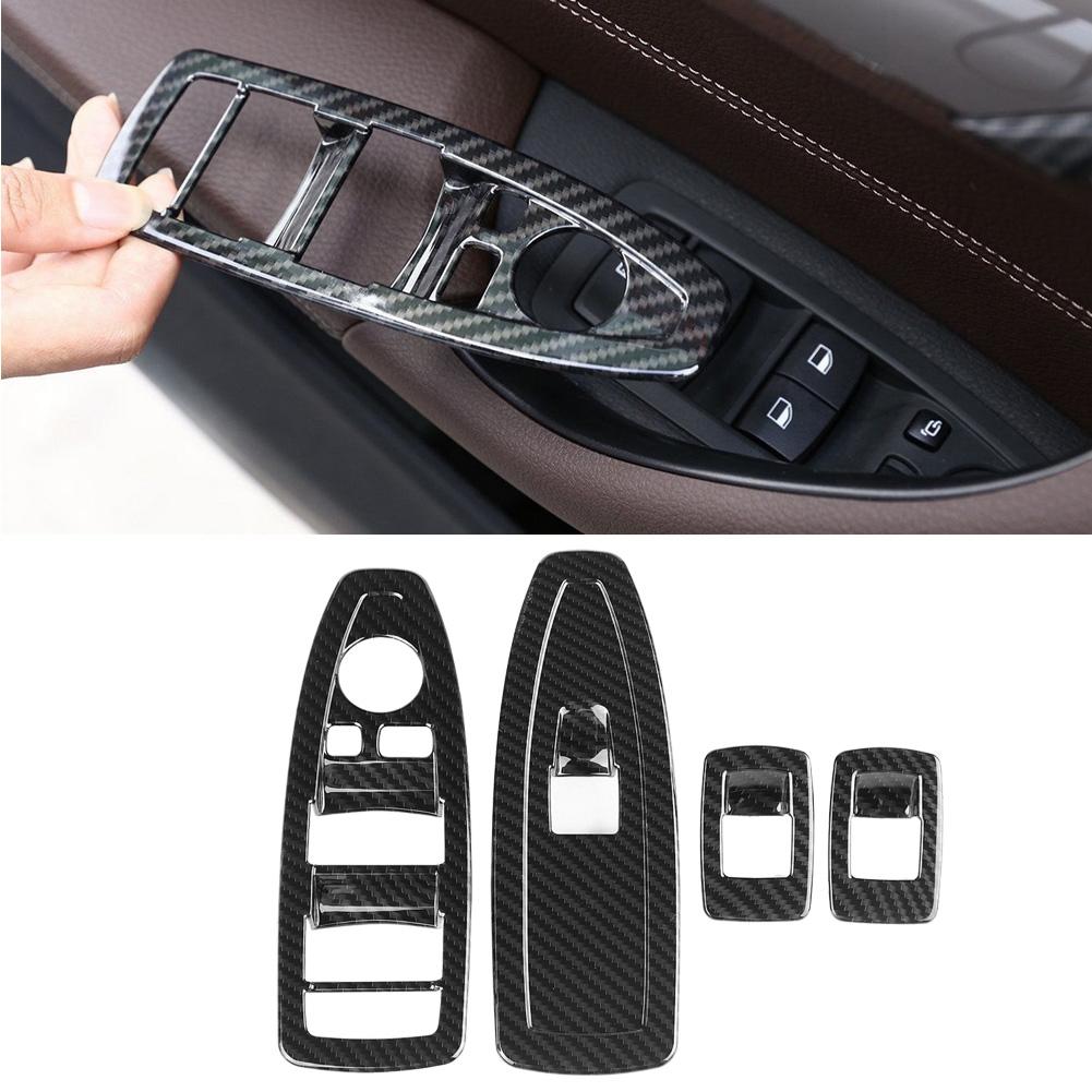 4pcs Carbon Fiber Style Window Lift Switch Frame Trim for BMW X1 16 19