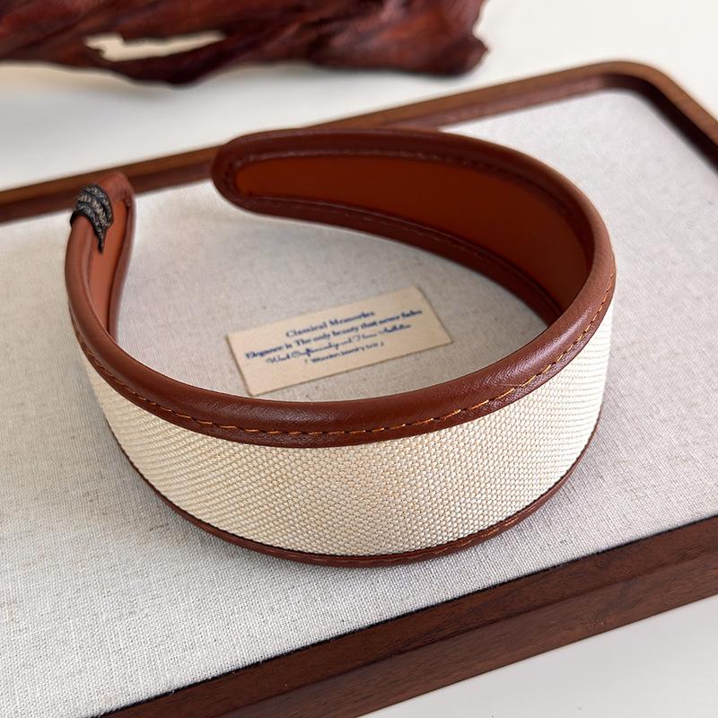 Обруч для волос во французском стиле, ретро кожаные широкие повязки на голову, женская повязка на голову, женский головной убор для умывания и макияжа, аксессуары для волос