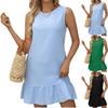 Women's Casual Short Summer Dress Sleeveless Round Neck Cute Ruffle Dress