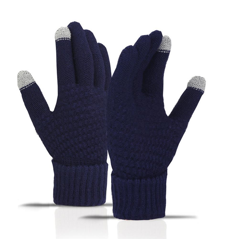 Cute Student Gloves with Winter Velvet Windproof and Cold Proof Cycling Knitted Touch Screen Warm Gloves for Women In Autumn and Winter