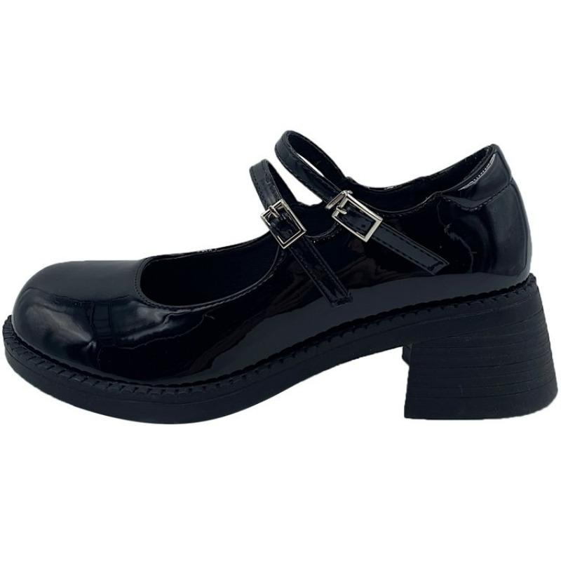 Мода 2024 черный Женские туфли на высоком каблуке летние мокасины Модные криперы женские лоферы Женские туфли на платформе из искусственной кожи туфли мэри джейн