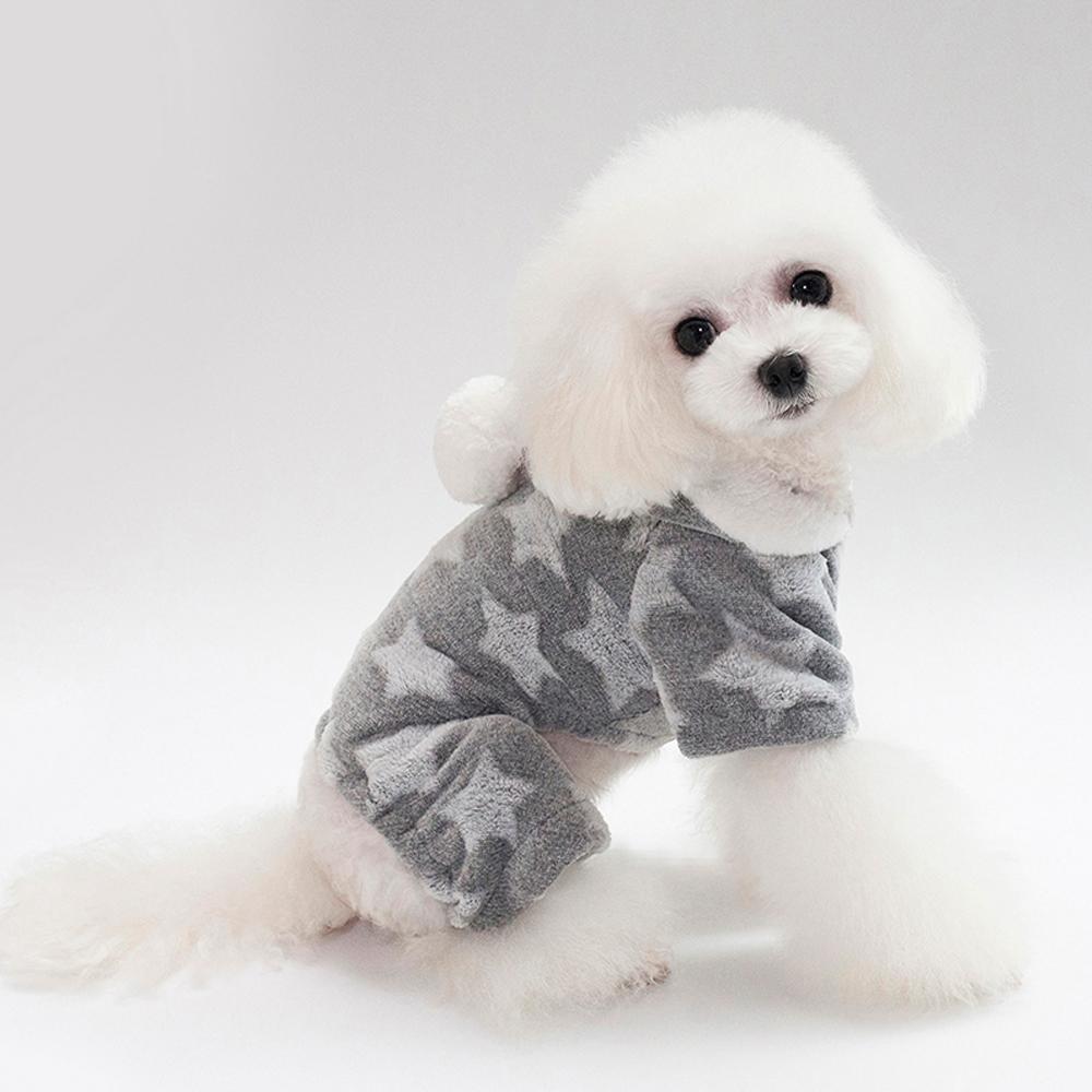 Soft Fleece Dog Pajamas Jumpsuit Winter Dog Clothes Star Pattern Warm Comfortable Jumpsuits Coat for Small Dogs Puppy Dog Cat Clothing Jumpsuits