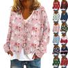 Women's Fashion Short Coat Casual Long Sleeve Printed Single Breasted Plush Top