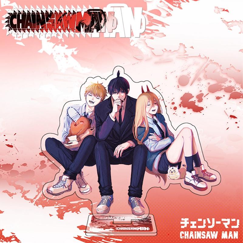 15cm Anime Chainsaw Man Action Figure Stand Model Denji Pochita Makima Power Beam Angel Acrylic Standing Sign Toy Fans