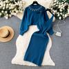 2 Piece Set Women's Knit Sweater Spaghetti Strap Sleeveless Dress Set Slim Knitted Vest Sweater Dress Beaded Pullover Short Sweater Outfits