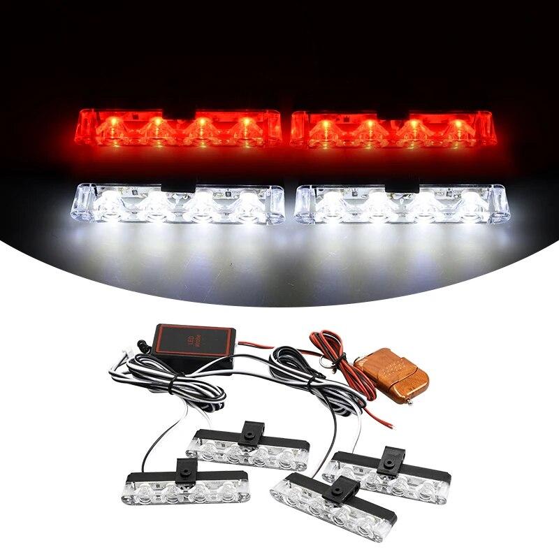 Автомобильный светодиодный полицейский стробоскоп с пультом дистанционного управления, супер яркий 12 В, передняя решетка, автоматический аварийный мигающий пожарный маячок, предупреждающая лампа