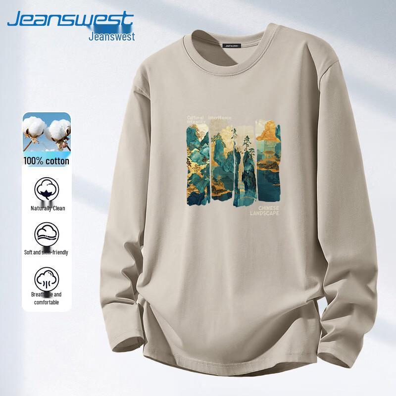 Джинсовая рубашка Jeanswest Унисекс Хлопок 100% Круглый вырез Длинный рукав Футболка