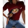 Animal Series Digital 3D Printed Men's Women's Short Sleeved T-shirt Cute Cat Round Neck Base Top