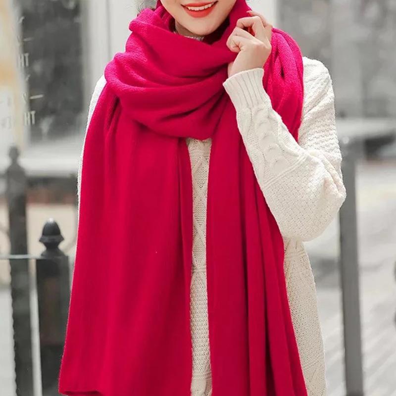 Autumn and Winter Korean Popular Solid Color Imitation Cashmere Knitted Yarn Scarf for Men and Women Versatile Scar