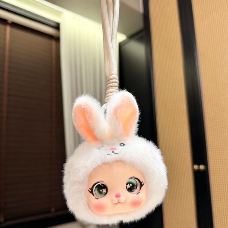 Unique Rabbit Head Plush Doll Pendant for Backpacks Soft and Cuddly Decoration Perfect for Gifts