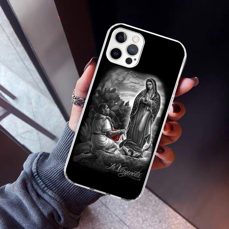 Virgin De Guadalupe Virgen Mary Phone Case For iPhone 17 Air 11 13 Mini 14 15 Plus 16 12 Pro Max 16E SE 7 8 Pattern Soft TPU Bac