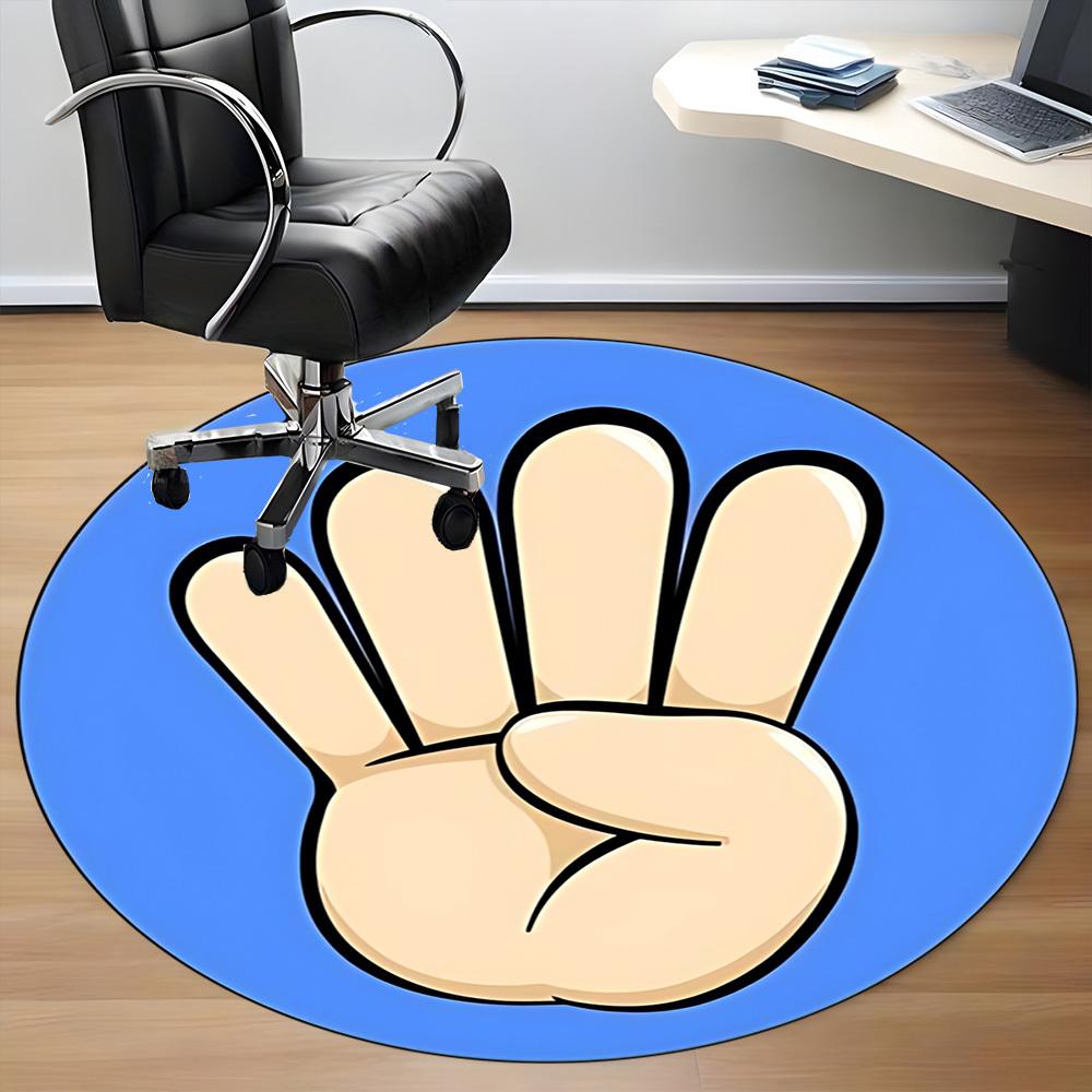 1pc Hand Gesture Carpet for Office Non Slip, Round Carpet, Soft & Comfortable, Carpet for Office, Lightweight Round Floor Mat