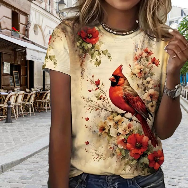 Модная женская футболка с принтом кота и птицы из мультфильма, забавная повседневная футболка с круглым вырезом и короткими рукавами, летняя женская футболка