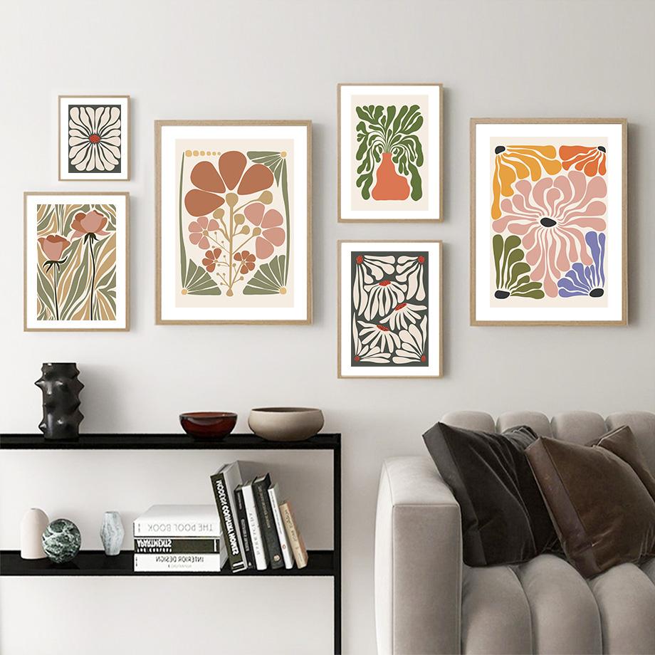 Роза неправильной цветовой гаммы, геометрические фигуры, настенные художественные постеры, принты, скандинавская картина на холсте, абстрактные картины, декор для гостиной