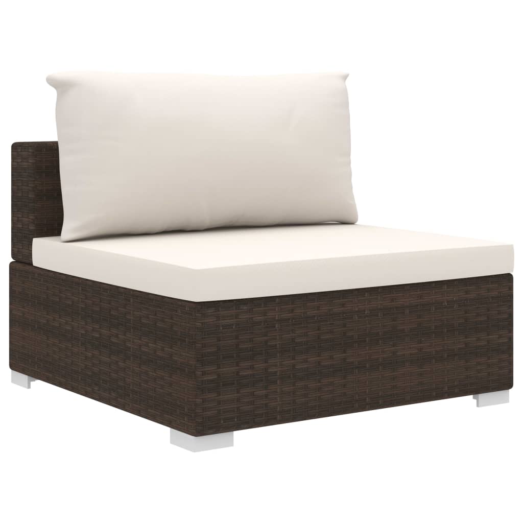 8 piece Garden Lounge Set with Cushions Poly Rattan Brown