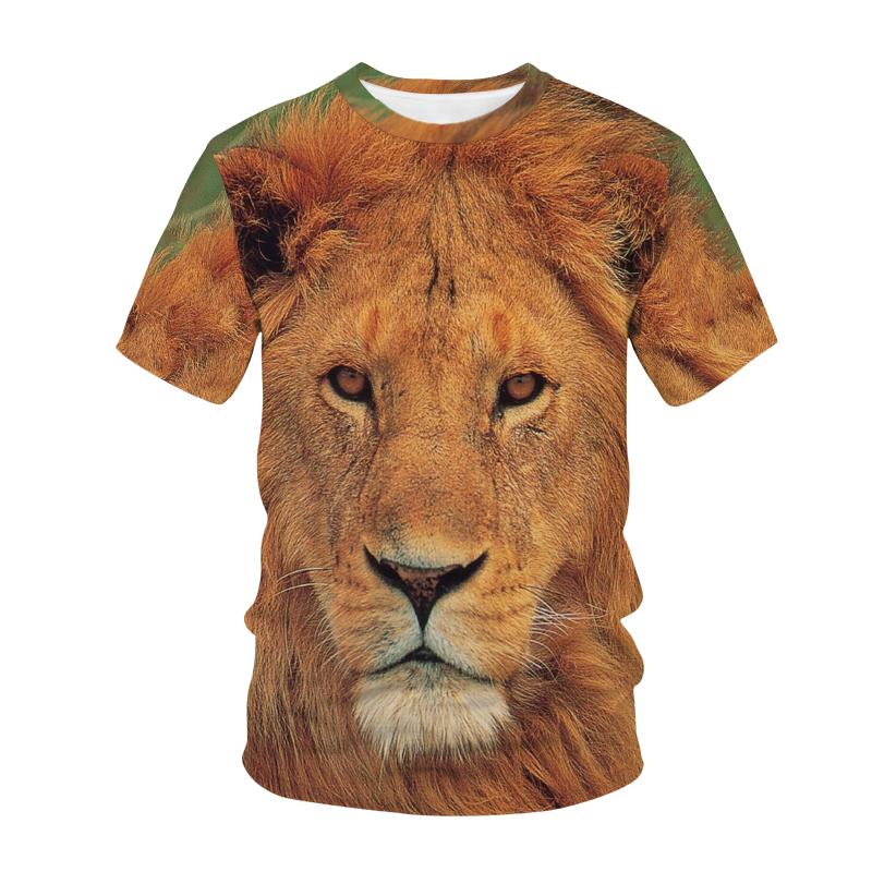 Футболка Summer Lion Tiger с принтом животных в 3D-стиле для мужчин и женщин, модные футболки с круглым вырезом, мужской топ